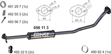 ERNST 056113 - Средний глушитель выхлопных газов autosila-amz.com