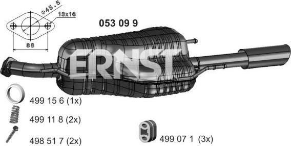 ERNST 053099 - Глушитель выхлопных газов, конечный autosila-amz.com