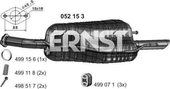 ERNST 052153 - Глушитель выхлопных газов, конечный autosila-amz.com