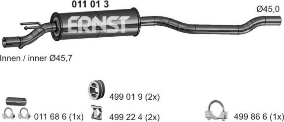 ERNST 011013 - Предглушитель выхлопных газов autosila-amz.com