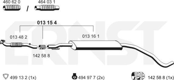 ERNST 013154 - Средний глушитель выхлопных газов autosila-amz.com