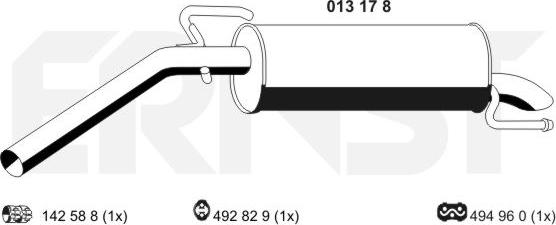 ERNST 013178 - Глушитель выхлопных газов, конечный autosila-amz.com
