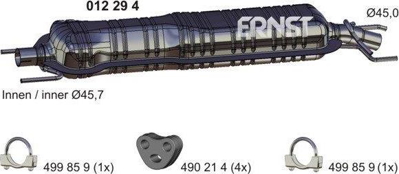 ERNST 012294 - Средний глушитель выхлопных газов autosila-amz.com