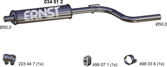 ERNST 034012 - Средний глушитель выхлопных газов autosila-amz.com