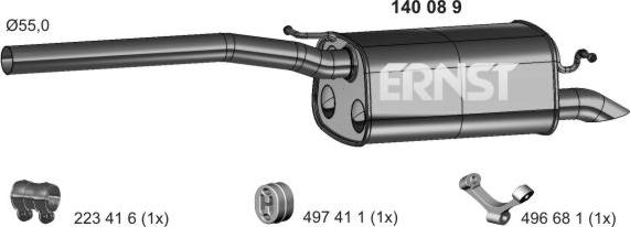 ERNST 140089 - Глушитель выхлопных газов, конечный autosila-amz.com