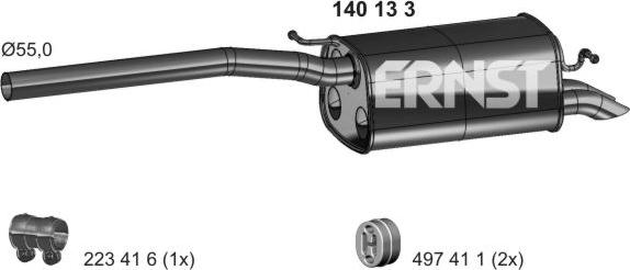 ERNST 140133 - Глушитель выхлопных газов, конечный autosila-amz.com