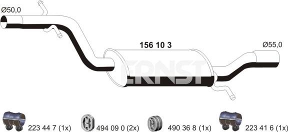 ERNST 156103 - Средний глушитель выхлопных газов autosila-amz.com