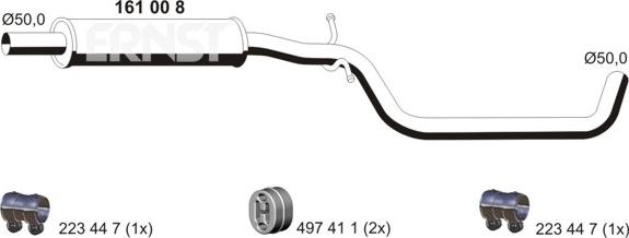 ERNST 161008 - Средний глушитель выхлопных газов autosila-amz.com