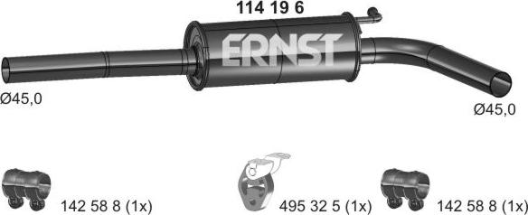 ERNST 114196 - Средний глушитель выхлопных газов autosila-amz.com