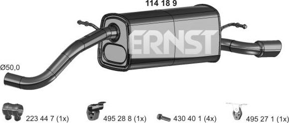 ERNST 114189 - Глушитель выхлопных газов, конечный autosila-amz.com