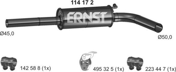 ERNST 114172 - Средний глушитель выхлопных газов autosila-amz.com