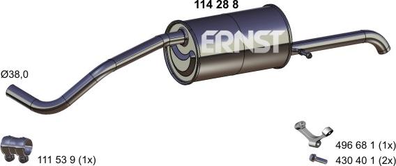 ERNST 114288 - Глушитель выхлопных газов, конечный autosila-amz.com