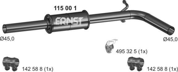ERNST 115001 - Средний глушитель выхлопных газов autosila-amz.com
