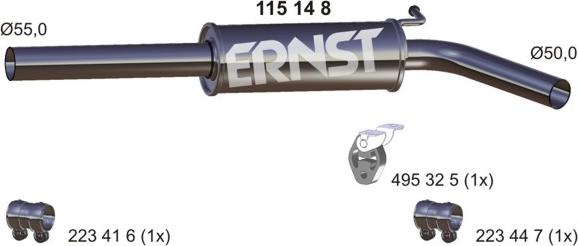 ERNST 115148 - Средний глушитель выхлопных газов autosila-amz.com