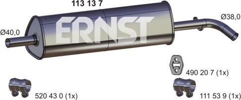 ERNST 113137 - Средний глушитель выхлопных газов autosila-amz.com