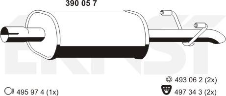 ERNST 390057 - Средний глушитель выхлопных газов autosila-amz.com