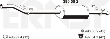 ERNST 390002 - Средний глушитель выхлопных газов autosila-amz.com