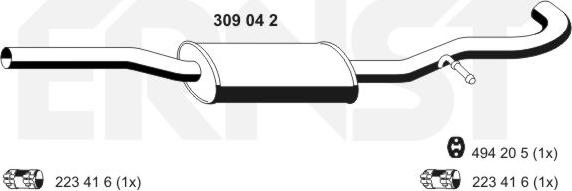ERNST 309042 - Средний глушитель выхлопных газов autosila-amz.com