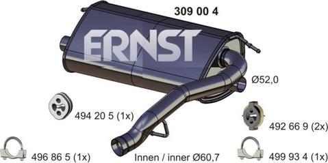 ERNST 309004 - Глушитель выхлопных газов, конечный autosila-amz.com
