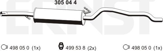 ERNST 305044 - Средний глушитель выхлопных газов autosila-amz.com