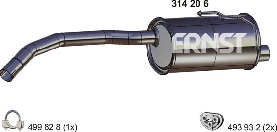 ERNST 314206 - Глушитель выхлопных газов, конечный autosila-amz.com