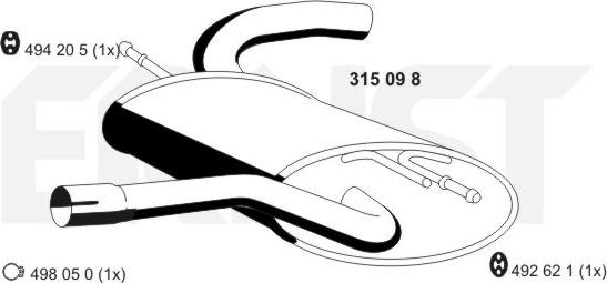 ERNST 315098 - Глушитель выхлопных газов, конечный autosila-amz.com