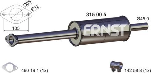 ERNST 315005 - Предглушитель выхлопных газов autosila-amz.com