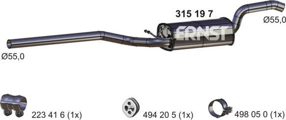 ERNST 315197 - Средний глушитель выхлопных газов autosila-amz.com