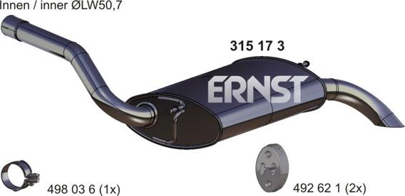 ERNST 315173 - Глушитель выхлопных газов, конечный autosila-amz.com