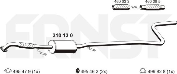 ERNST 310130 - Средний глушитель выхлопных газов autosila-amz.com