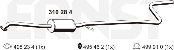 ERNST 310284 - Средний глушитель выхлопных газов autosila-amz.com