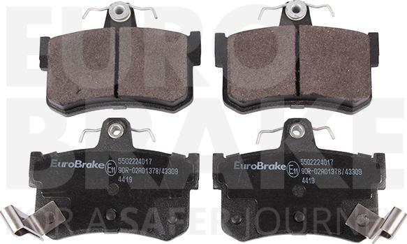 Eurobrake 5502224017 - Тормозные колодки, дисковые, комплект autosila-amz.com