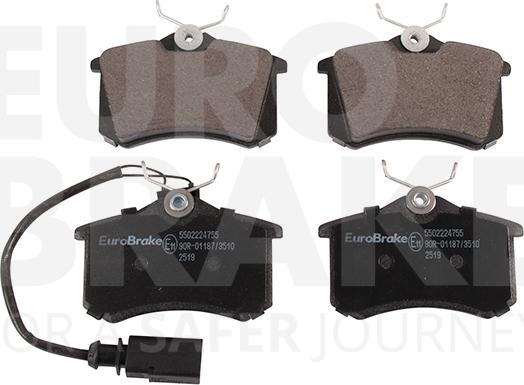 Eurobrake 5502224755 - Тормозные колодки, дисковые, комплект autosila-amz.com