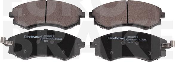 Eurobrake 5502225010 - Тормозные колодки, дисковые, комплект autosila-amz.com