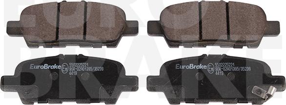 Eurobrake 5502225221 - Тормозные колодки, дисковые, комплект autosila-amz.com