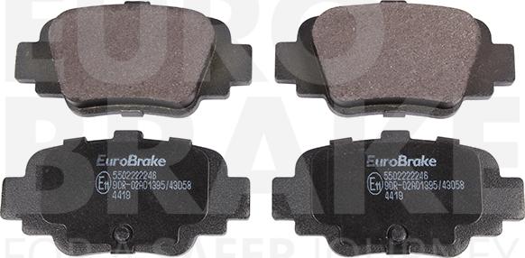 Eurobrake 5502222246 - Тормозные колодки, дисковые, комплект autosila-amz.com