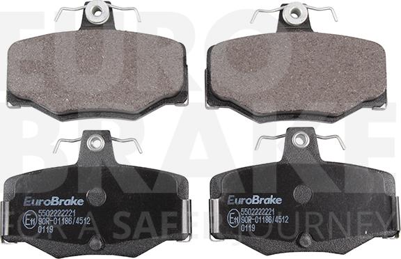 Eurobrake 5502222221 - Тормозные колодки, дисковые, комплект autosila-amz.com