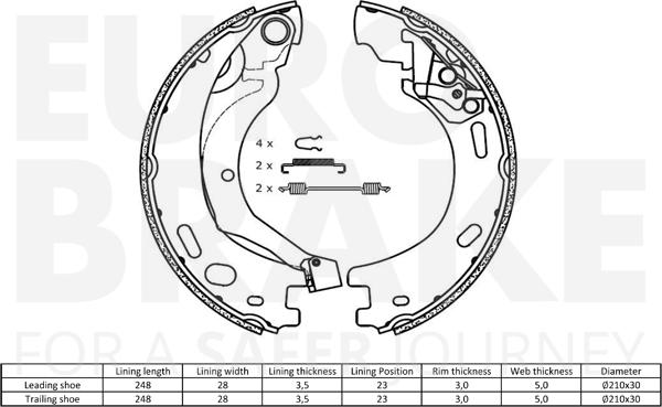 Eurobrake 58492712769 - Комплект тормозов, ручник, парковка autosila-amz.com