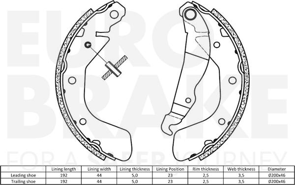 Eurobrake 58492736797 - Комплект тормозных колодок, барабанные autosila-amz.com