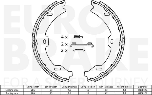 Eurobrake 58492733765 - Комплект тормозов, ручник, парковка autosila-amz.com