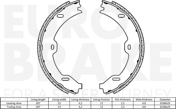 Eurobrake 58492733732 - Комплект тормозов, ручник, парковка autosila-amz.com