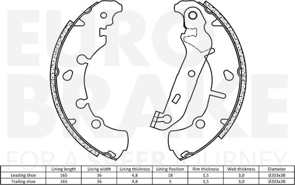 Eurobrake 58492725673 - Комплект тормозных колодок, барабанные autosila-amz.com