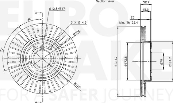 Eurobrake 5815341543 - Тормозной диск autosila-amz.com