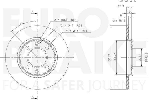 Eurobrake 5815319947 - Тормозной диск autosila-amz.com