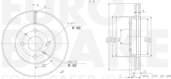 Eurobrake 5815319954 - Тормозной диск autosila-amz.com