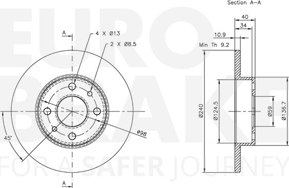 Eurobrake 5815319922 - Тормозной диск autosila-amz.com