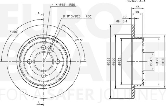 Eurobrake 5815314017 - Тормозной диск autosila-amz.com