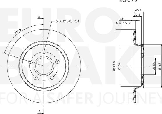 Eurobrake 5815314847 - Тормозной диск autosila-amz.com