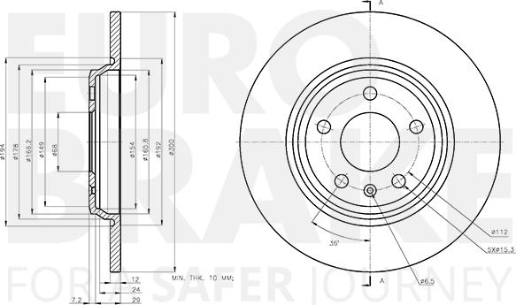 Eurobrake 58153147183 - Тормозной диск autosila-amz.com