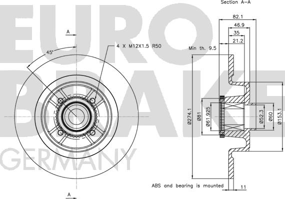 Eurobrake 5815313946 - Тормозной диск autosila-amz.com